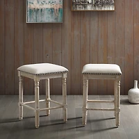 Streamdale Wood Upholstered Swivel Counter Height Stool, Set of 2, Tan