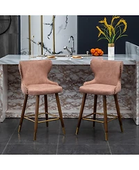 Streamdale Furniture Mid-Century Suede-Like Counter Height Stools with Wing-Back Seat and Nailhead Trim