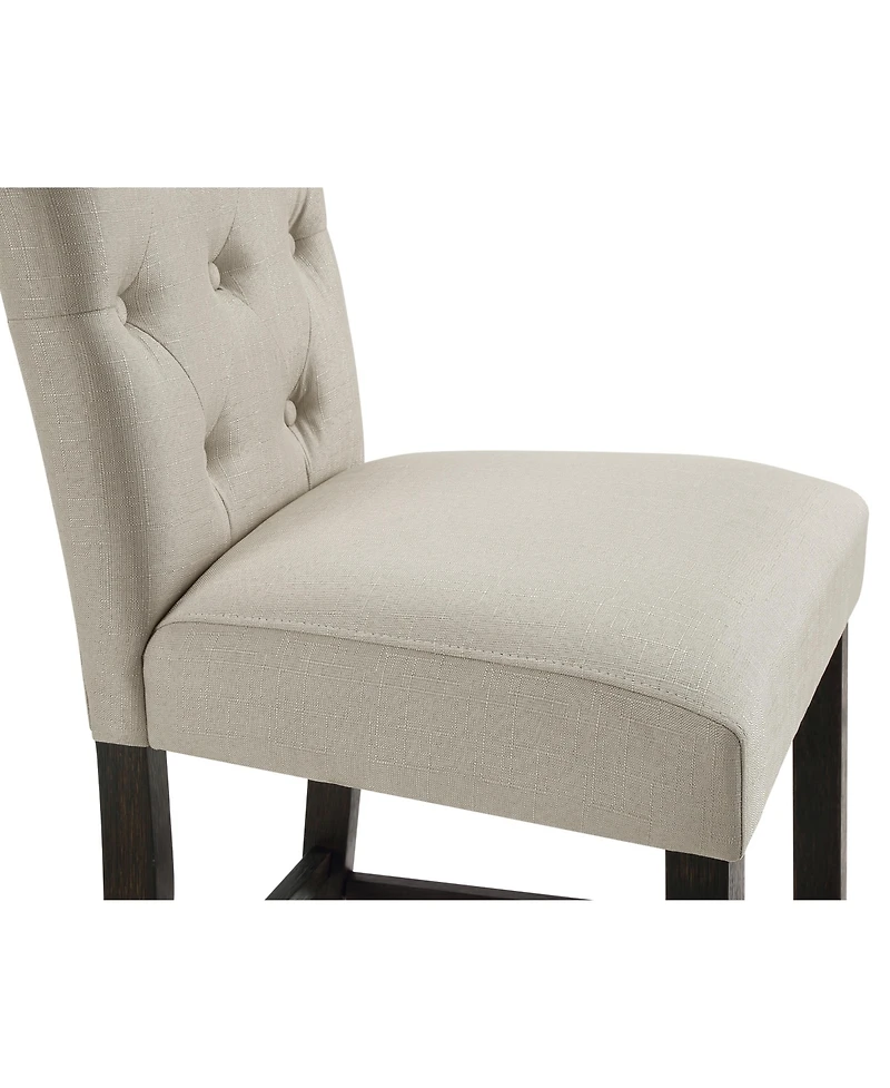 Streamdale Furniture Solid Wood Tufted Asons Counter Height Stool, Set of 2, Tan