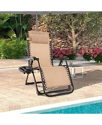 Skonyon Adjustable Metal Zero Gravity Lounge Chair with Removable Cushion and Cup Holder Tray