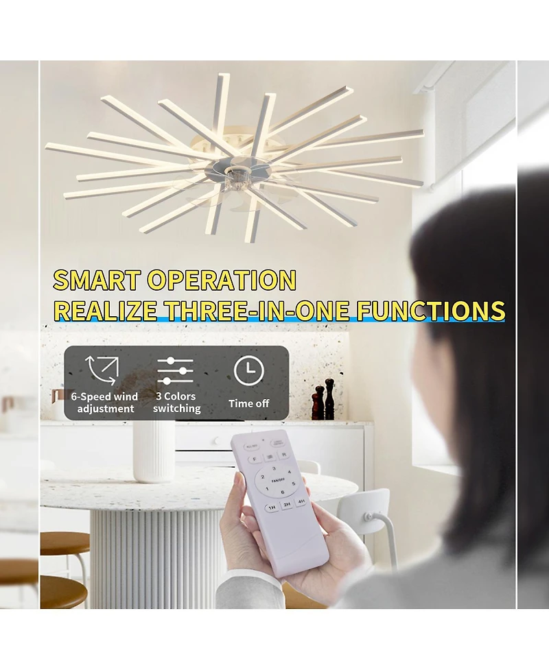 Streamdale 45" Ceiling Fan with Led Lights, Remote Control, Dimmable
