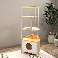 Streamdale Furniture Indoor Cat Tower with Feeding Station & Platforms