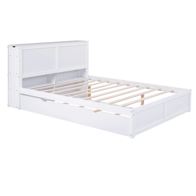 Streamdale Queen Storage Bed with Pull-Out Shelves and Trundle