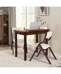 Sugift Kitchen Table Set for 2 Expandable Dining Table with 2 Upholstered Folding Chairs