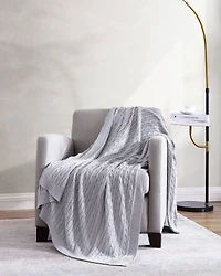 Kate Aurora University Living Ultra Soft & Plush Oversized "The Scholar" Cable Knit Cotton Accent Throw Blanket