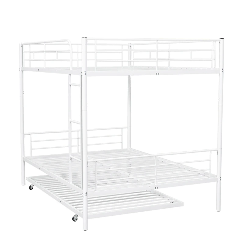 Streamdale Full Over Metal Bunk Bed With Trundle, Silver