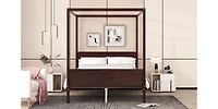 Streamdale Queen Canopy Platform Bed with Headboard (Espresso)