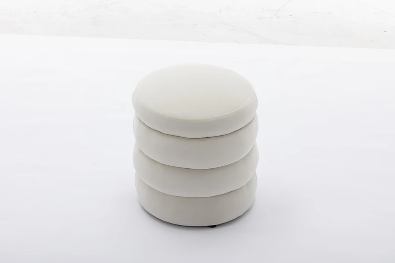 Streamdale Soft Velvet Round Ottoman Footrest Stool