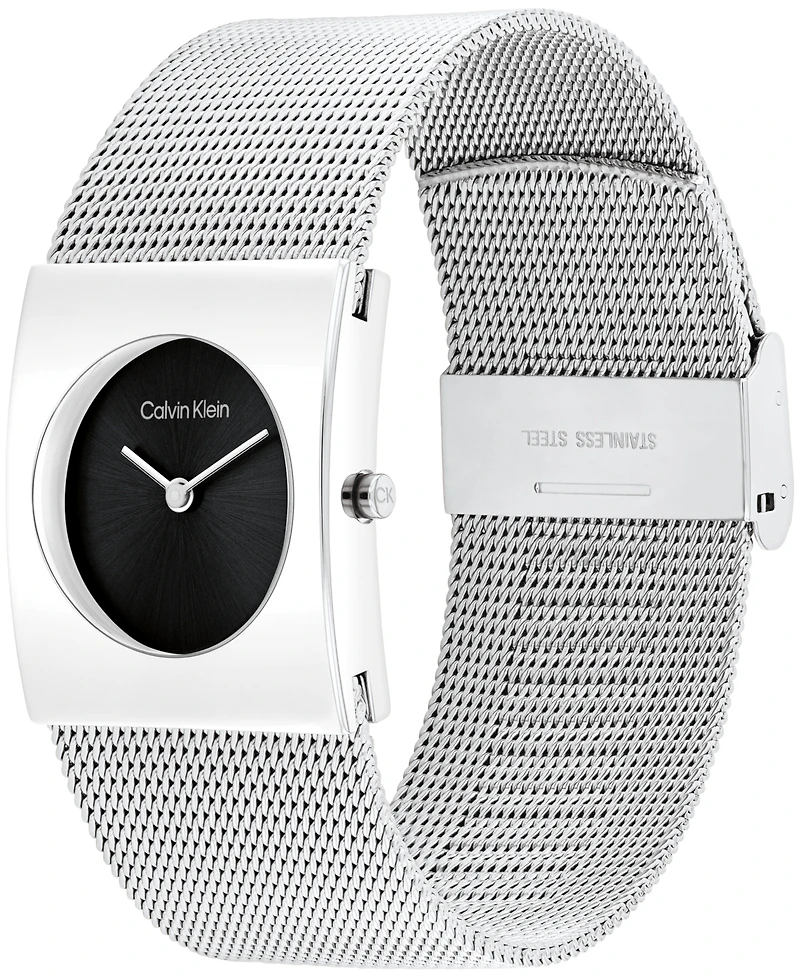 Calvin Klein Women's Pulse Silver Stainless Steel Mesh Watch 26.40mm