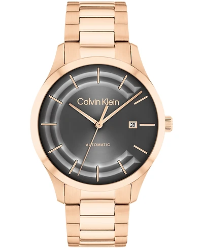 Calvin Klein Men's Iconic Automatic Rose Gold-Tone Stainless Steel Bracelet Watch 40mm