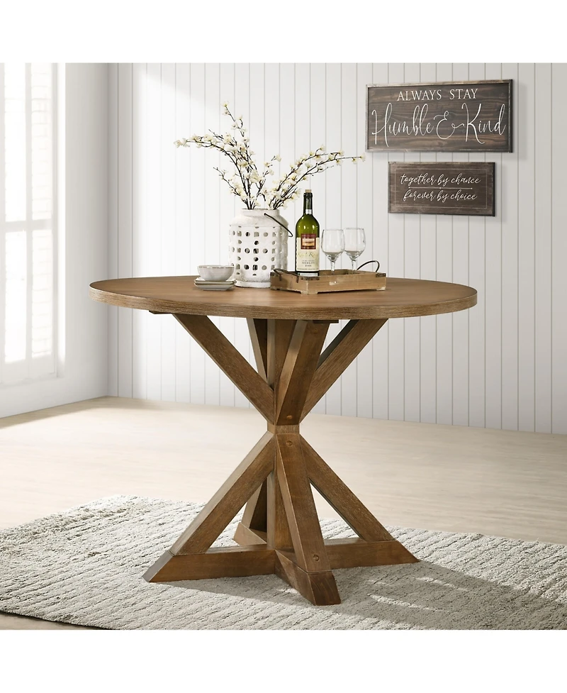 Streamdale Windvale Cross-Buck Wood 5-Piece Counter Height Dining Set, Tan