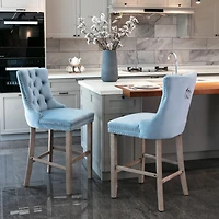 Streamdale Furniture Handcrafted Velvet Barstools with Supportive Backrest