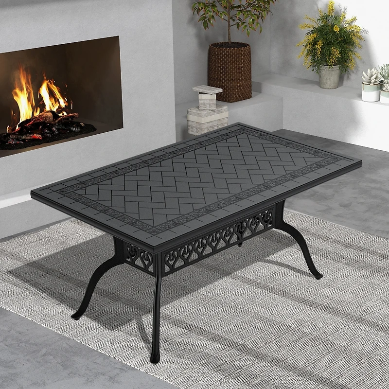 Streamdale Elegant Black Aluminum Table with 160lbs Capacity, 35.43"W x 56.06"L