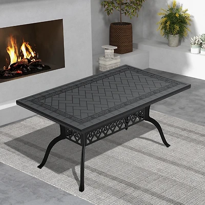 Streamdale Elegant Black Aluminum Table with 160lbs Capacity, 35.43"W x 56.06"L