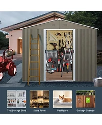 8ft x 6ft Outdoor Metal Storage Shed with Window Grey(W540S00016)
