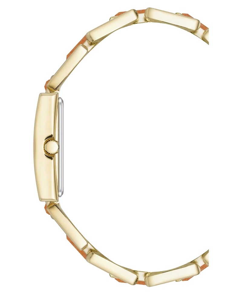 Anne Klein Women's Quartz Red Aventurine Gemstone Accented Gold-Tone Alloy Metal Bracelet Watch, 21mm
