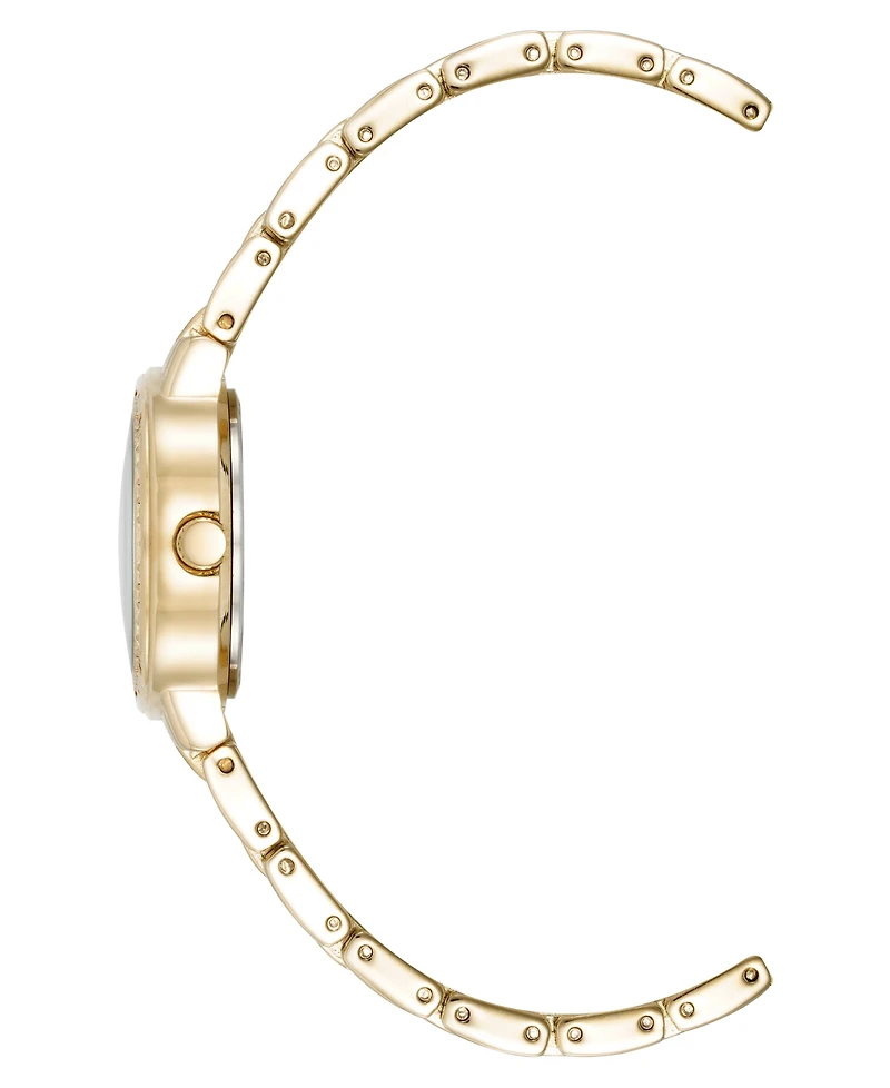 Anne Klein Women's Quartz Crystal Embellished Gold-Tone Alloy Metal Bracelet Watch, 26mm