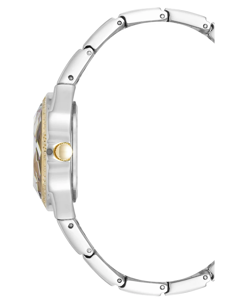 Anne Klein Women's Quartz Faceted Crystal Bezel Two-Tone Alloy Metal Watch, 32mm