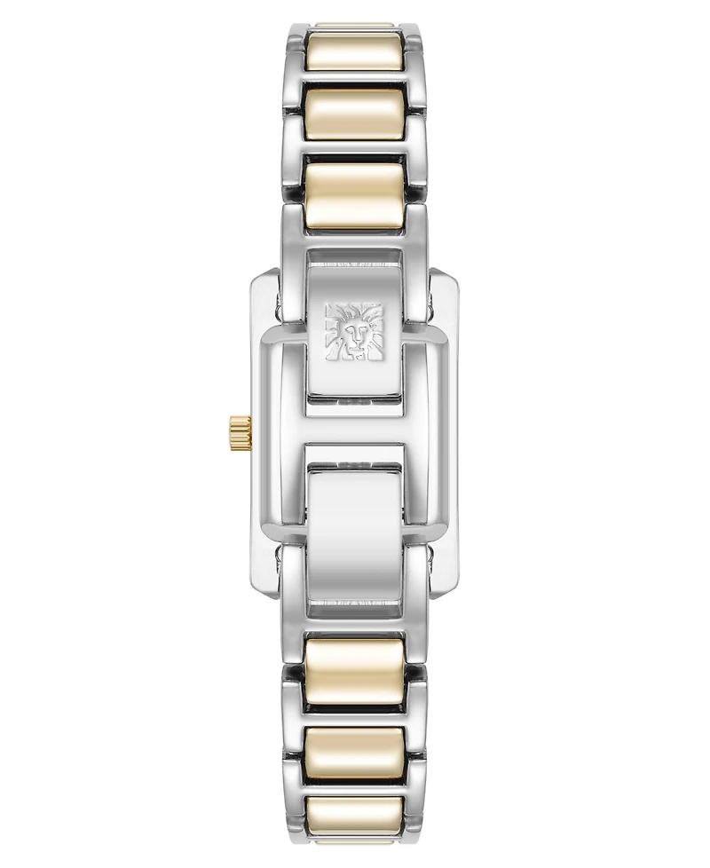Anne Klein Women's Quartz Classic Rectangular Roman Numeral Two-Tone Alloy Metal Watch, 20mm