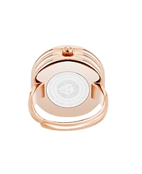 Anne Klein Women's Quartz Faceted Crystal Rose Gold-Tone Alloy Metal Ring Watch, 20mm