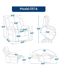 Streamdale Genuine Leather Power Lift Recliner with Massage & Heat