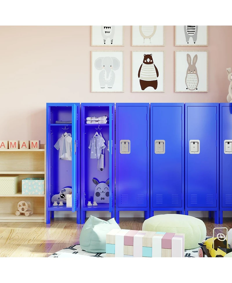 Streamdale Furniture Retro-Style Metal Locker in Blue for Various Spaces