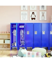 Streamdale Furniture Retro-Style Metal Locker in Blue for Various Spaces