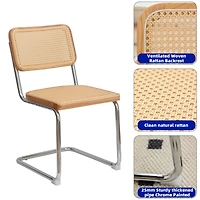 Streamdale Modern Velvet Rattan Dining Chairs with Chrome Legs (Set Of 2)