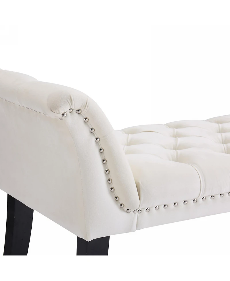 Streamdale Beige Velvet Rectangle Bench for Bedroom, Entryway, or Living Room