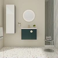 Wall-Mounted Vanity with Ceramic Sink and Soft-Close Doors