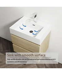 Streamdale 24" Wood Grain Vanity w/ Resin Sink & Soft-Close Drawers