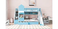 Streamdale Castle Bunk Bed w/ Drawers, Shelves, Slide (Pink)