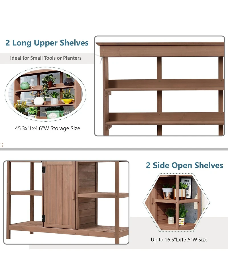 Large Outdoor Wooden Potting Bench Table with Storage Options