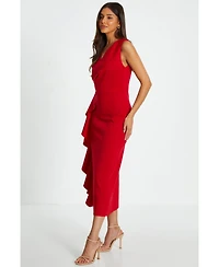 Quiz Women's Scuba Crepe Wrap Frill Midi Dress