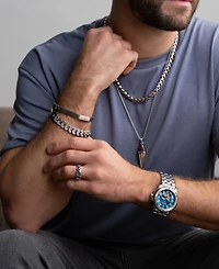 Bulova Marc Anthony Men's Wide Width Link Chain Bracelet in Sterling Silver-Plate, BVB1157-wmmna