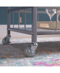 Simplie Fun Kitchen Cart White Silver