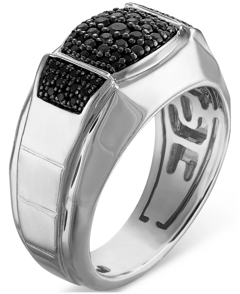 Bulova Marc Anthony Men's Black Diamond Triple Cluster Ring (1/2 ct. t.w.) Sterling Silver-Plate, BVR1025-wsaa