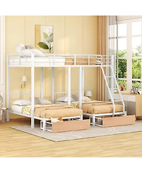 Streamdale Metal Triple Bunk Bed with Drawers and Rails