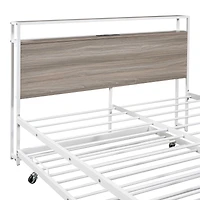 Streamdale Metal Platform Bed Frame w/ Trundle, Usb Ports