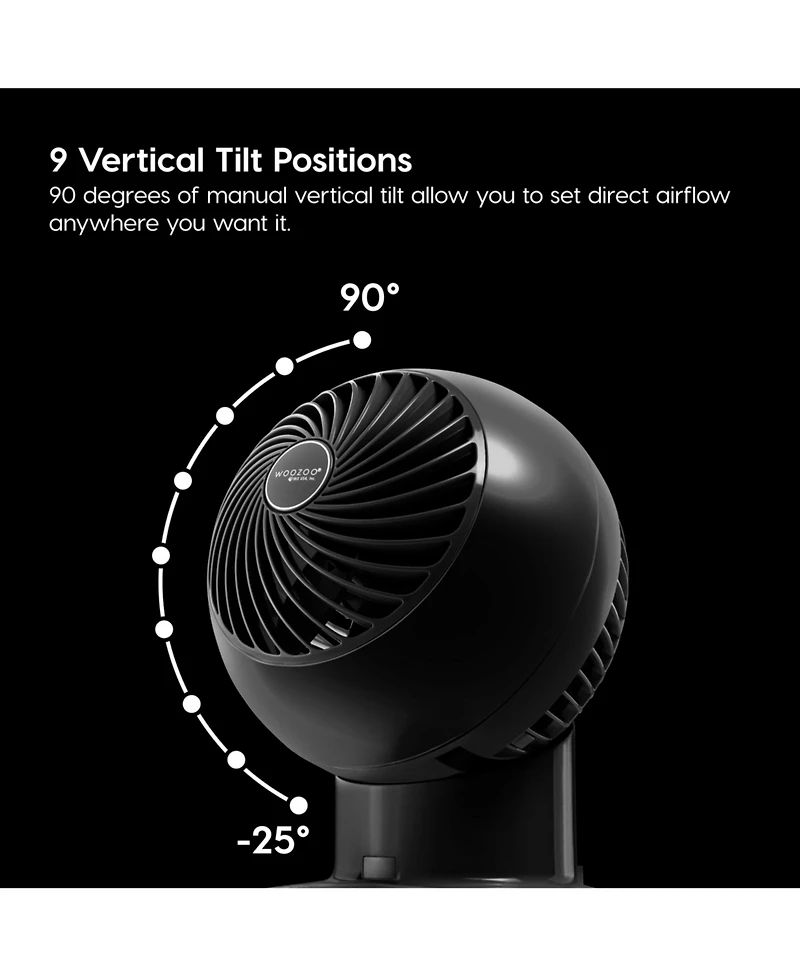 Iris Usa Iris Usa, Woozoo Oscillating Fan with Remote & Timer, 3 Speed Settings, Black