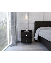 Simplie Fun Aura Nightstand, Metal Handle, Two Drawers, Superior Top