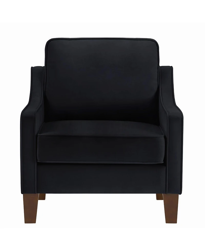 Simplie Fun Black Velvet Accent Chair with Wooden Legs