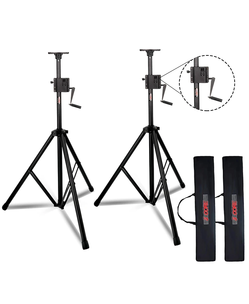 5 Core Speaker Stand Pair Tripod Tall Crank Up Height Adjustable Heavy Duty Floor Stands 35mm Pa Pole Mount