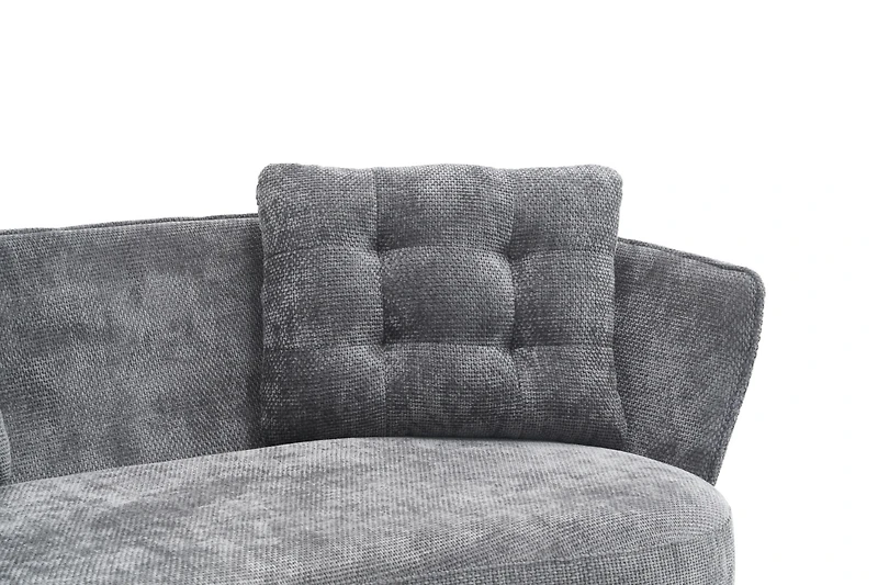 Streamdale Grey Polyester Loveseat with Golden Metal Legs