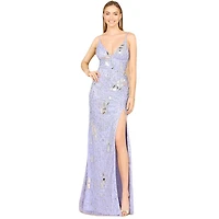 Lara Women's Mirror Beaded Gown With High Slit