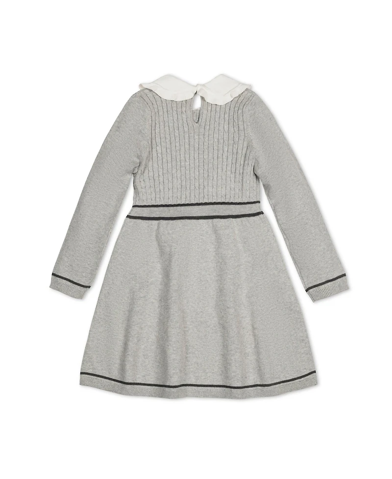 Hope & Henry Toddler Girls Long Sleeve Cable Knit Peter Pan Collar Sweater Dress