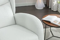 Streamdale Teddy Fabric Rocking Chair With Packet Wood Legs, Ivory