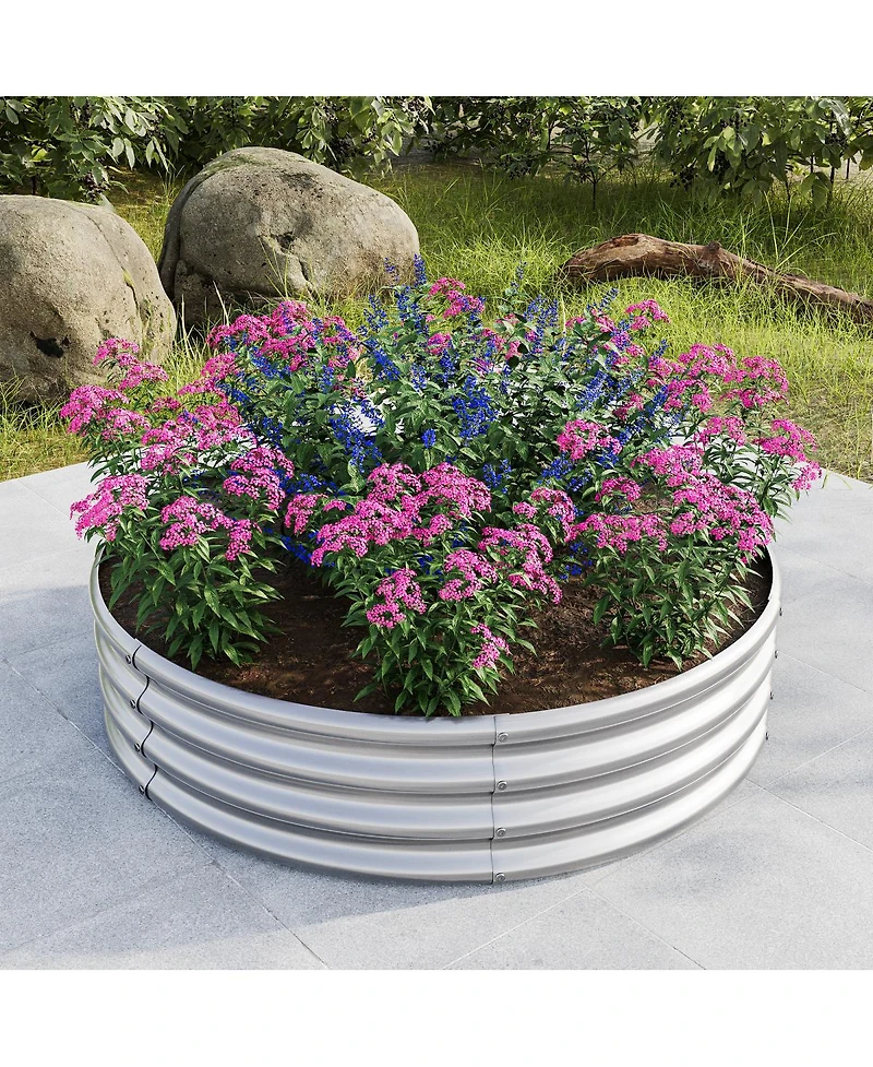 Streamdale 47.24x11.4" Tall Round Metal Garden Bed for Vegetables and Flowers