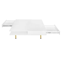 Streamdale Exquisite 2-tier white coffee table with gold legs