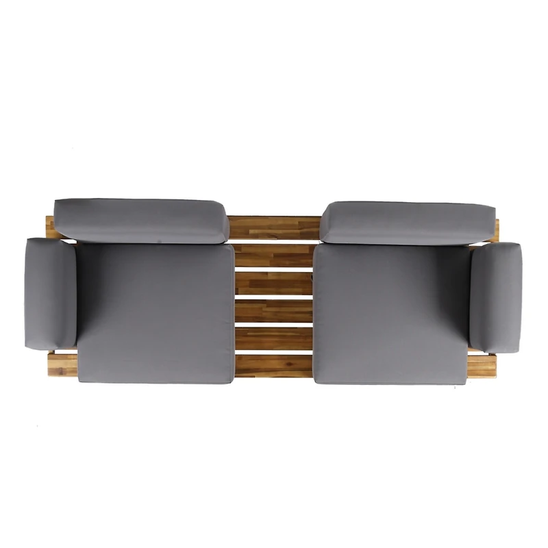 Streamdale Canoga Outdoor Industrial Loveseat with Coffee Table